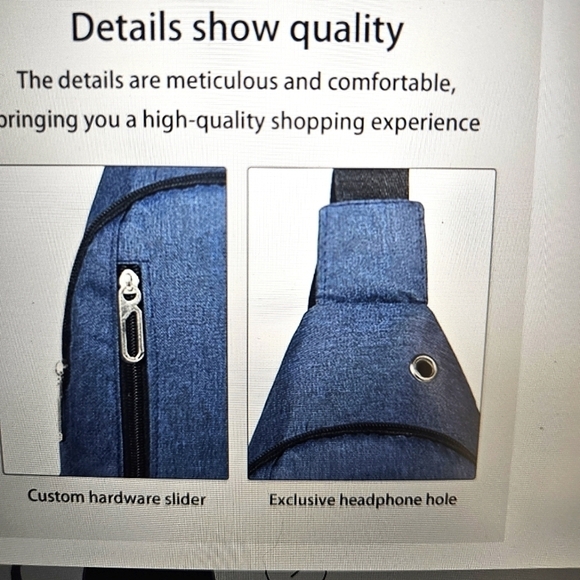 NEW Viadha Crossbody Bag w USB Hole in Oxford Cloth Blue - Picture 6 of 6